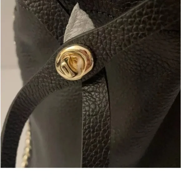 NWT Coach Whiplash Black Leather Tatum Satchel Bag w/ Gold Accents Retail $550 - Picture 9 of 12